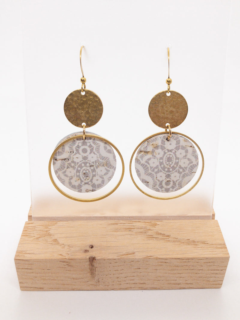 LARGE CIRCLE CORK EARRINGS | FRENCH LACE