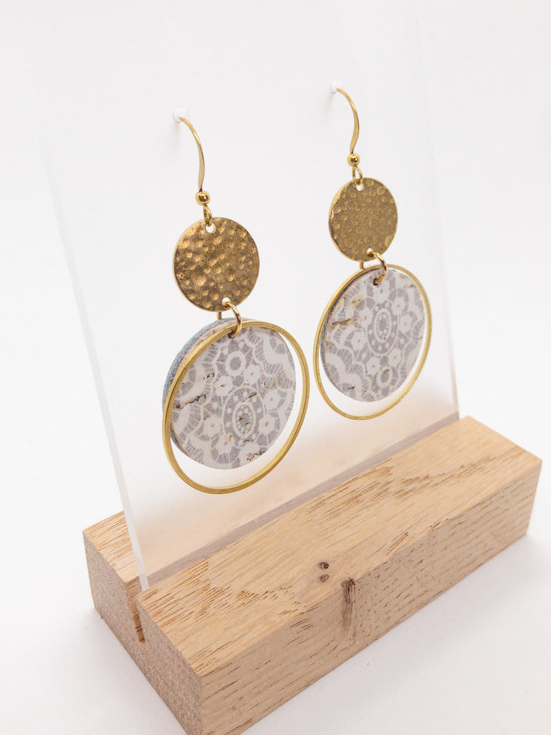 LARGE CIRCLE CORK EARRINGS | FRENCH LACE