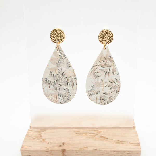 TEAR DROPS CORK EARRINGS | FALLING LEAVES