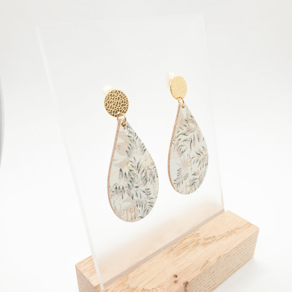 TEAR DROPS CORK EARRINGS | FALLING LEAVES