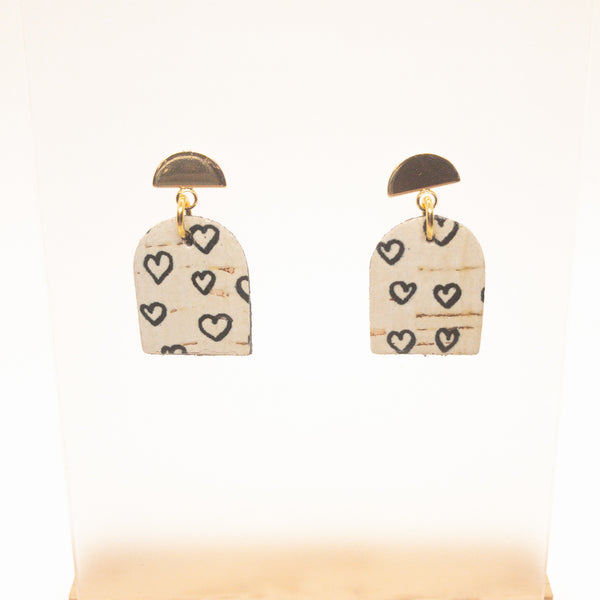 DAINTY CORK POST EARRINGS | BLACK HEARTS