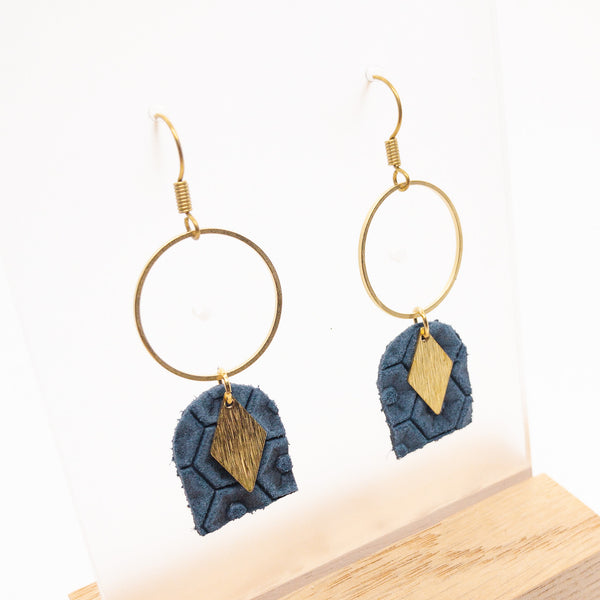 LARGE CORK EARRINGS | NAUTICAL BLUE