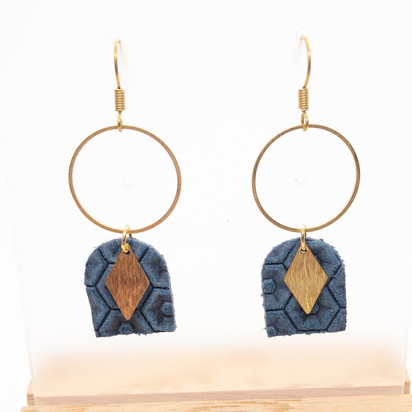 LARGE CORK EARRINGS | NAUTICAL BLUE