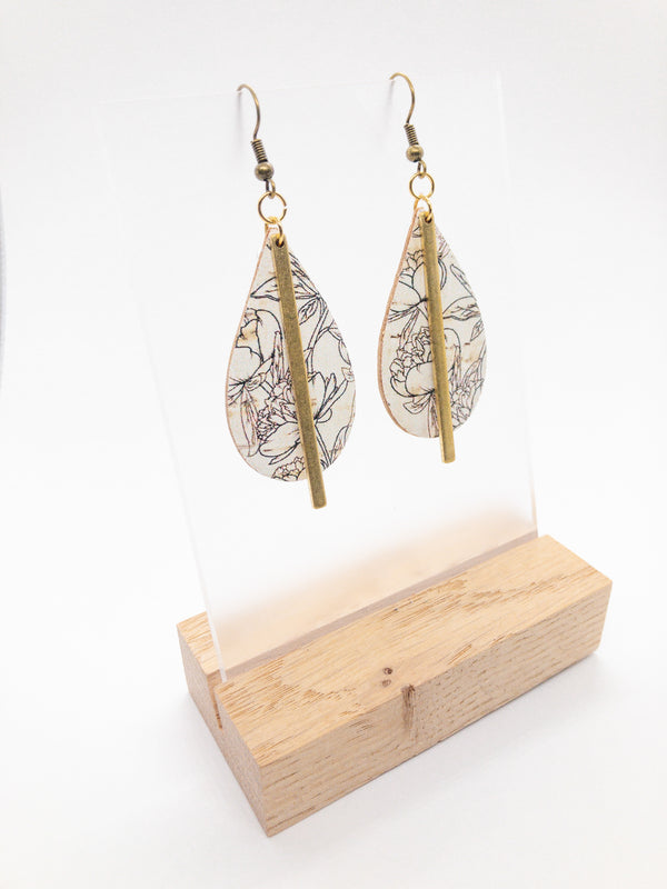 LARGE CORK EARRINGS | PARCHMENT PEONY