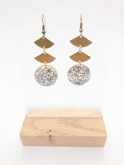 LARGE CORK EARRINGS | PARCHMENT PEONY
