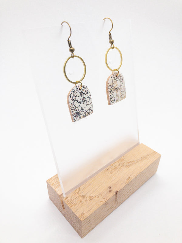 SMALL CORK EARRINGS | PARCHMENT PEONY