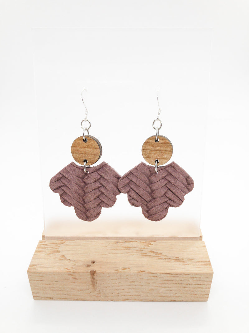 LARGE LEATHER EARRINGS | ANTIQUE MAUVE