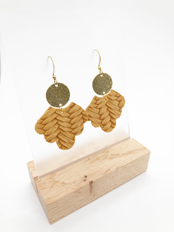 LARGE LEATHER EARRINGS | MUSTARD YELLOW