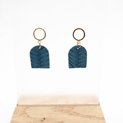 SMALL LEATHER EARRINGS | NAVY BRAID